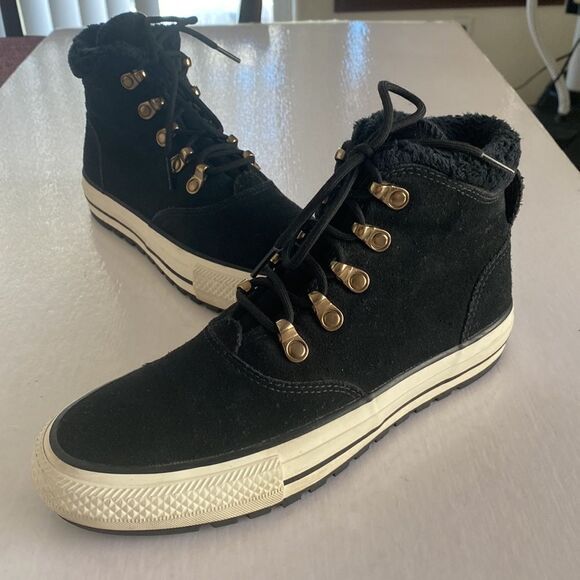 CONVERSE All Star Women’s Black Suede Leather Hi Tops Size 7 - Picture 6 of 8